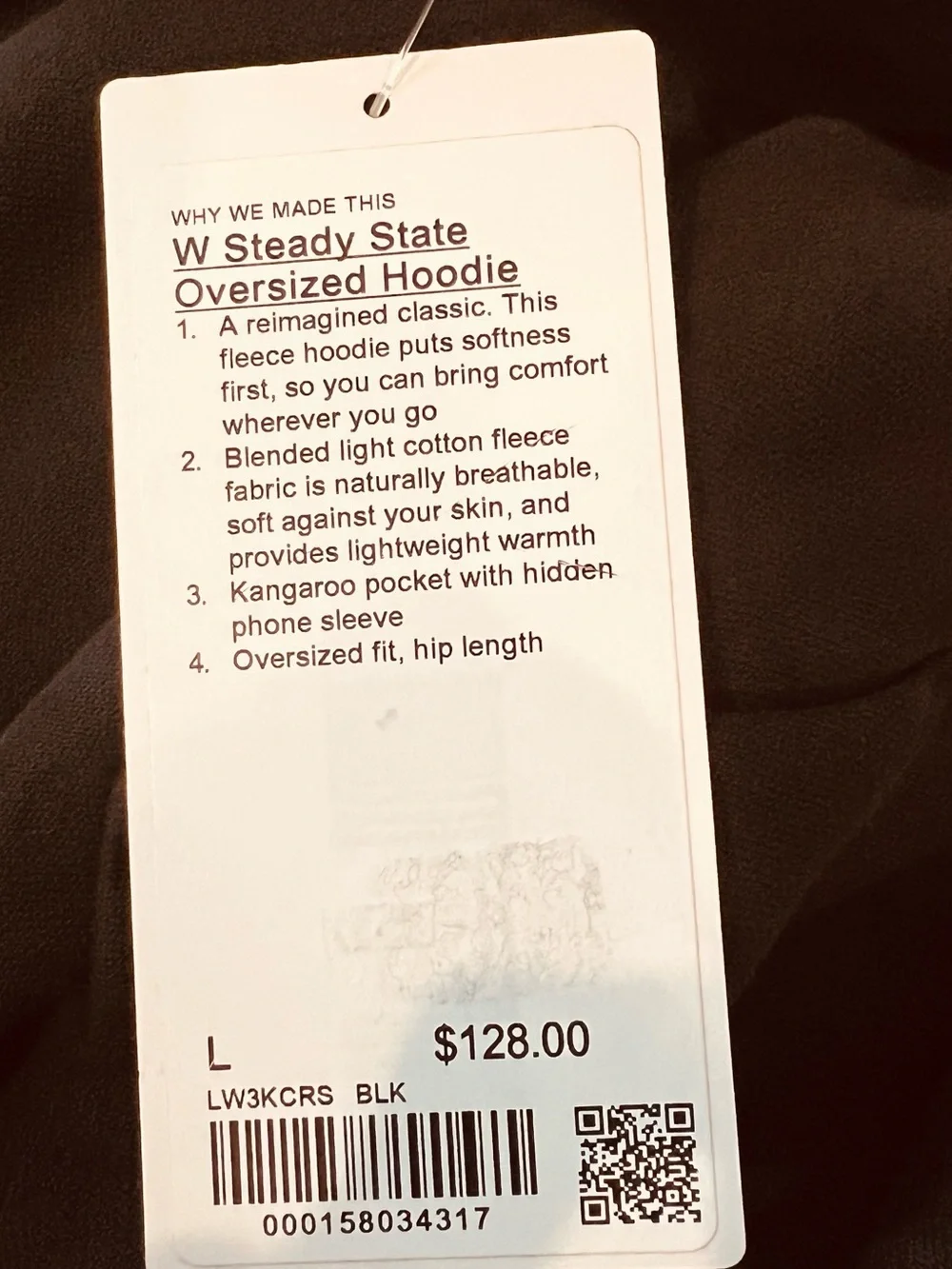 Lululemon Black Steady State Oversized Hoodie Women's Large